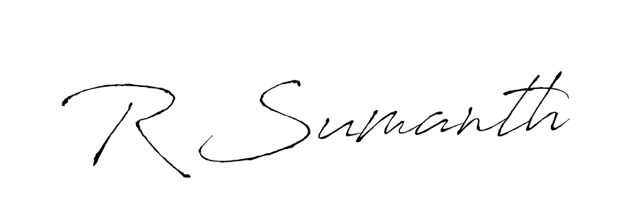 Use a signature maker to create a handwritten signature online. With this signature software, you can design (Antro_Vectra) your own signature for name R Sumanth. R Sumanth signature style 6 images and pictures png