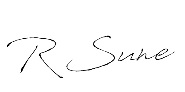 The best way (Antro_Vectra) to make a short signature is to pick only two or three words in your name. The name R Sune include a total of six letters. For converting this name. R Sune signature style 6 images and pictures png