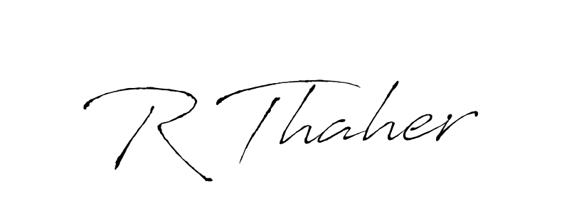 Design your own signature with our free online signature maker. With this signature software, you can create a handwritten (Antro_Vectra) signature for name R Thaher. R Thaher signature style 6 images and pictures png