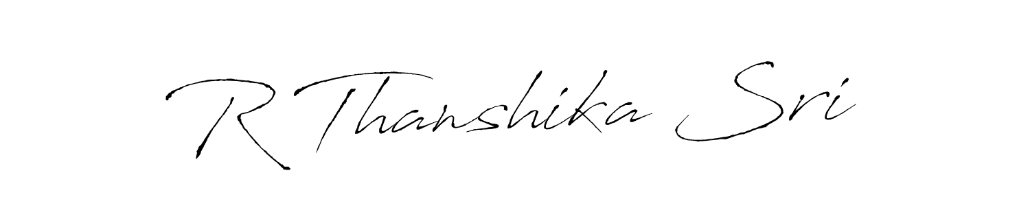 How to make R Thanshika Sri name signature. Use Antro_Vectra style for creating short signs online. This is the latest handwritten sign. R Thanshika Sri signature style 6 images and pictures png