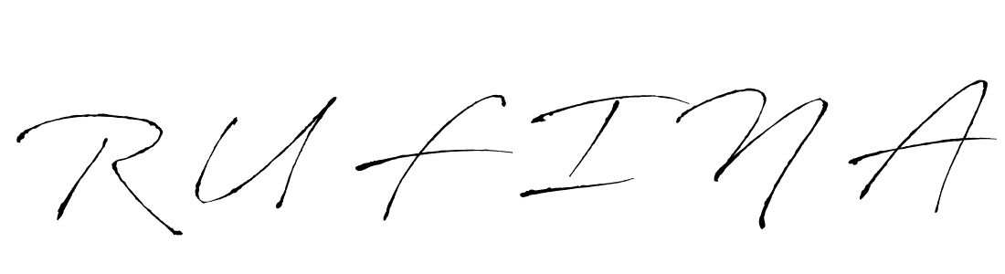 The best way (Antro_Vectra) to make a short signature is to pick only two or three words in your name. The name R U F I N A include a total of six letters. For converting this name. R U F I N A signature style 6 images and pictures png