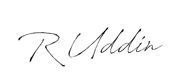 Design your own signature with our free online signature maker. With this signature software, you can create a handwritten (Antro_Vectra) signature for name R Uddin. R Uddin signature style 6 images and pictures png