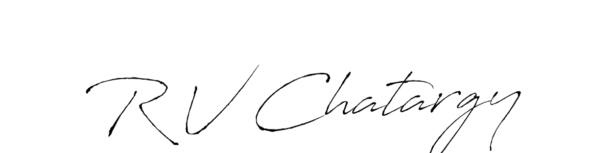 if you are searching for the best signature style for your name R V Chatargy. so please give up your signature search. here we have designed multiple signature styles  using Antro_Vectra. R V Chatargy signature style 6 images and pictures png