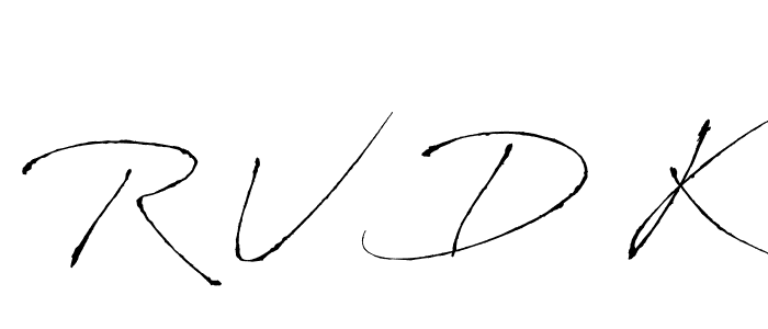 The best way (Antro_Vectra) to make a short signature is to pick only two or three words in your name. The name R V D K include a total of six letters. For converting this name. R V D K signature style 6 images and pictures png