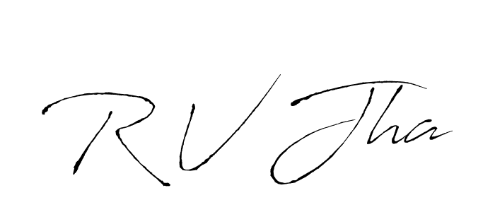 Similarly Antro_Vectra is the best handwritten signature design. Signature creator online .You can use it as an online autograph creator for name R V Jha. R V Jha signature style 6 images and pictures png
