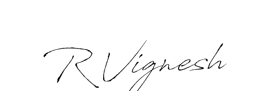 R Vignesh stylish signature style. Best Handwritten Sign (Antro_Vectra) for my name. Handwritten Signature Collection Ideas for my name R Vignesh. R Vignesh signature style 6 images and pictures png