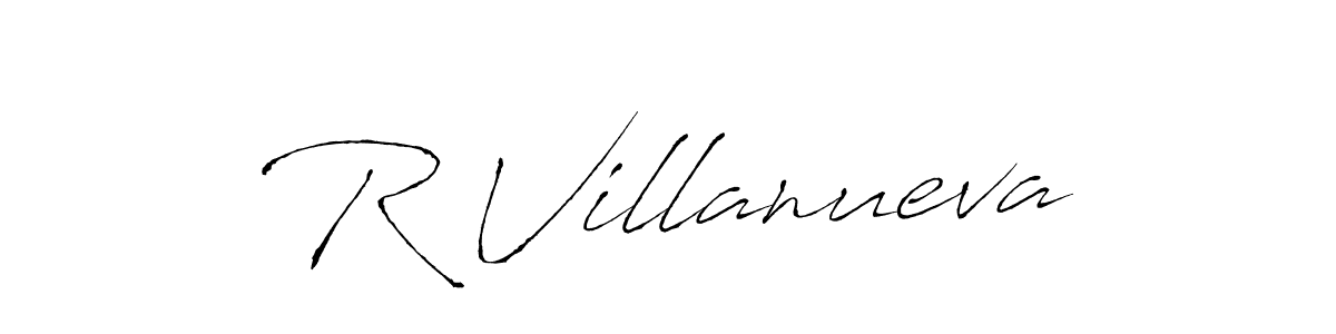 How to make R Villanueva name signature. Use Antro_Vectra style for creating short signs online. This is the latest handwritten sign. R Villanueva signature style 6 images and pictures png
