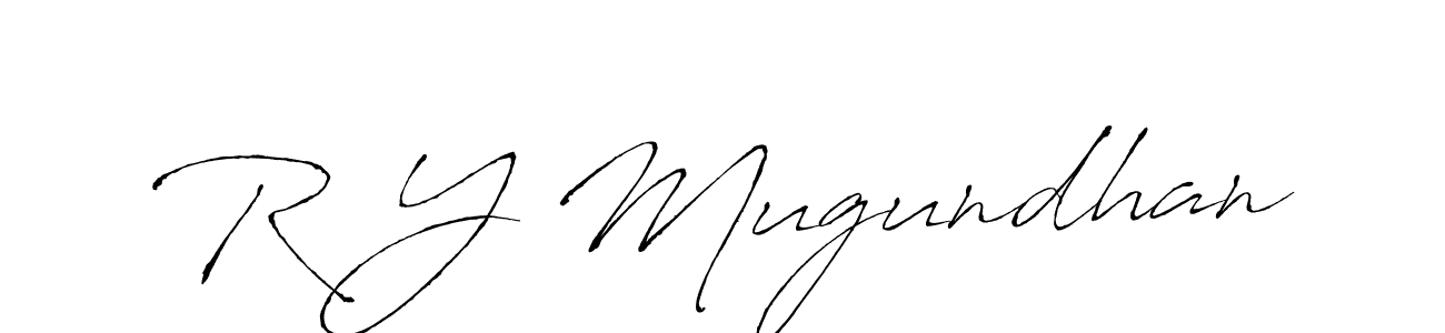 if you are searching for the best signature style for your name R Y Mugundhan. so please give up your signature search. here we have designed multiple signature styles  using Antro_Vectra. R Y Mugundhan signature style 6 images and pictures png