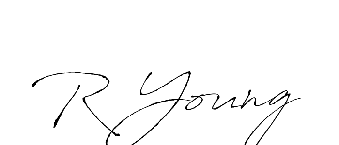Make a beautiful signature design for name R Young. With this signature (Antro_Vectra) style, you can create a handwritten signature for free. R Young signature style 6 images and pictures png