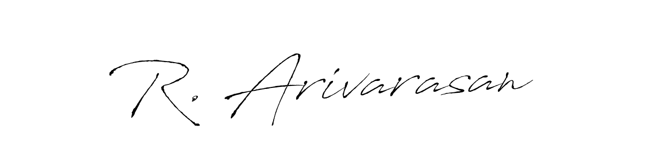 How to make R. Arivarasan name signature. Use Antro_Vectra style for creating short signs online. This is the latest handwritten sign. R. Arivarasan signature style 6 images and pictures png