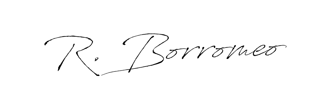 The best way (Antro_Vectra) to make a short signature is to pick only two or three words in your name. The name R. Borromeo include a total of six letters. For converting this name. R. Borromeo signature style 6 images and pictures png