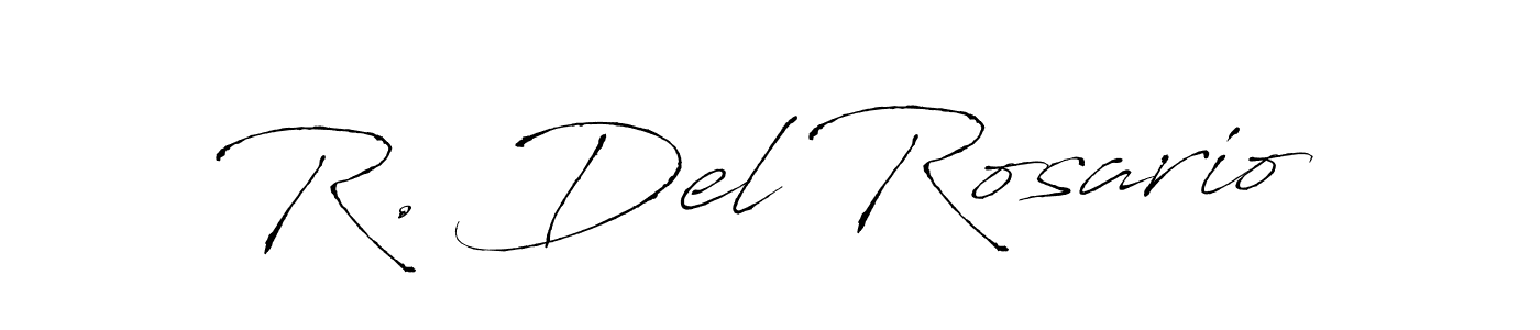 How to make R. Del Rosario name signature. Use Antro_Vectra style for creating short signs online. This is the latest handwritten sign. R. Del Rosario signature style 6 images and pictures png