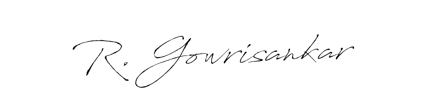 How to make R. Gowrisankar name signature. Use Antro_Vectra style for creating short signs online. This is the latest handwritten sign. R. Gowrisankar signature style 6 images and pictures png