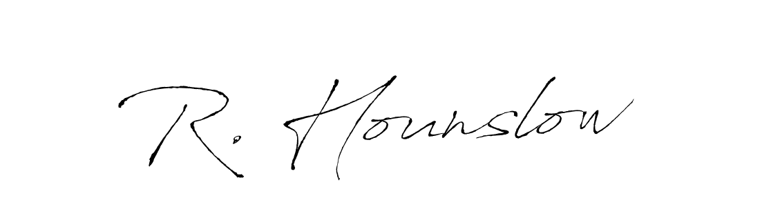 The best way (Antro_Vectra) to make a short signature is to pick only two or three words in your name. The name R. Hounslow include a total of six letters. For converting this name. R. Hounslow signature style 6 images and pictures png