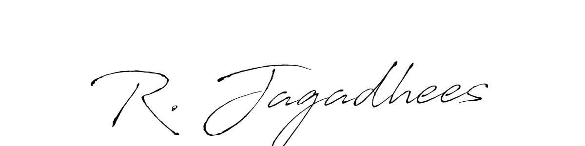 The best way (Antro_Vectra) to make a short signature is to pick only two or three words in your name. The name R. Jagadhees include a total of six letters. For converting this name. R. Jagadhees signature style 6 images and pictures png