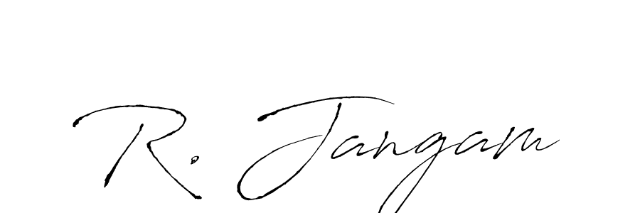 The best way (Antro_Vectra) to make a short signature is to pick only two or three words in your name. The name R. Jangam include a total of six letters. For converting this name. R. Jangam signature style 6 images and pictures png