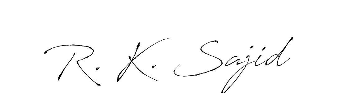 This is the best signature style for the R. K. Sajid name. Also you like these signature font (Antro_Vectra). Mix name signature. R. K. Sajid signature style 6 images and pictures png