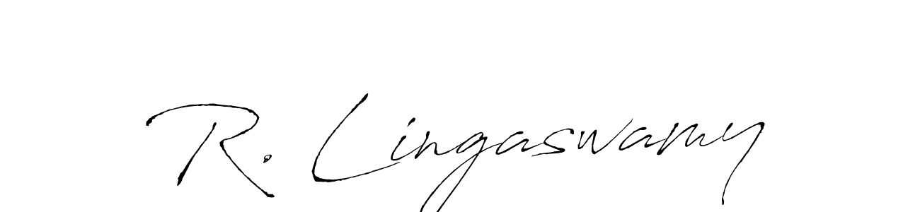 How to make R. Lingaswamy name signature. Use Antro_Vectra style for creating short signs online. This is the latest handwritten sign. R. Lingaswamy signature style 6 images and pictures png