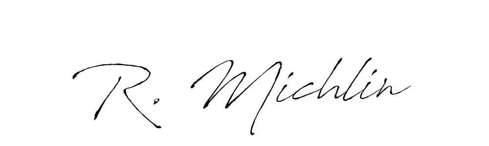 Similarly Antro_Vectra is the best handwritten signature design. Signature creator online .You can use it as an online autograph creator for name R. Michlin. R. Michlin signature style 6 images and pictures png