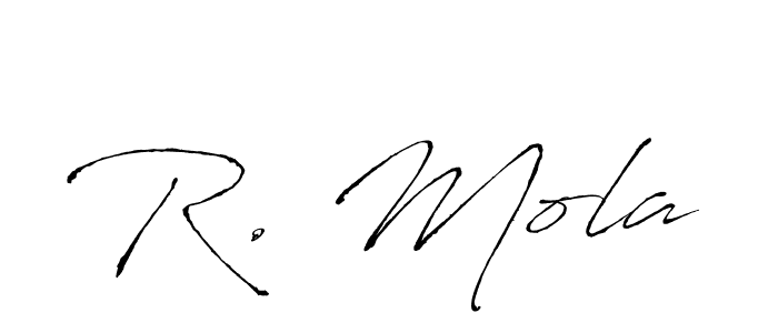 if you are searching for the best signature style for your name R. Mola. so please give up your signature search. here we have designed multiple signature styles  using Antro_Vectra. R. Mola signature style 6 images and pictures png