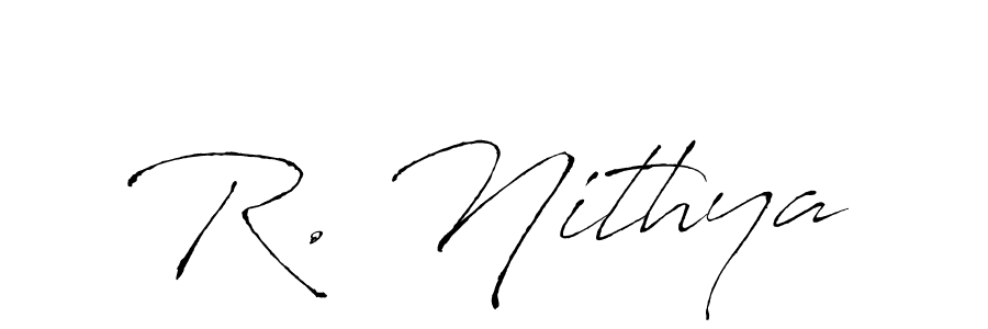 This is the best signature style for the R. Nithya name. Also you like these signature font (Antro_Vectra). Mix name signature. R. Nithya signature style 6 images and pictures png