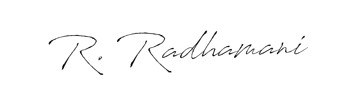 Make a beautiful signature design for name R. Radhamani. With this signature (Antro_Vectra) style, you can create a handwritten signature for free. R. Radhamani signature style 6 images and pictures png