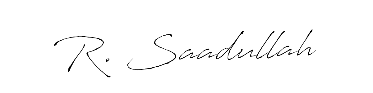 Design your own signature with our free online signature maker. With this signature software, you can create a handwritten (Antro_Vectra) signature for name R. Saadullah. R. Saadullah signature style 6 images and pictures png