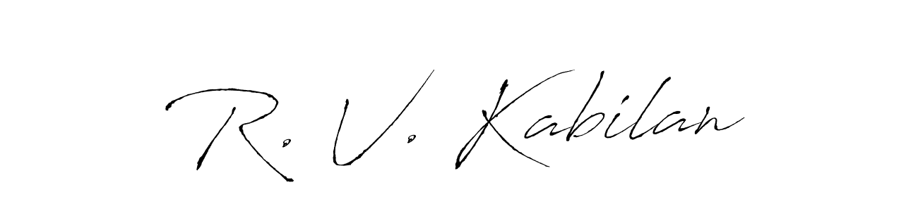 Use a signature maker to create a handwritten signature online. With this signature software, you can design (Antro_Vectra) your own signature for name R. V. Kabilan. R. V. Kabilan signature style 6 images and pictures png