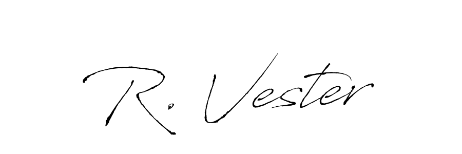 How to make R. Vester name signature. Use Antro_Vectra style for creating short signs online. This is the latest handwritten sign. R. Vester signature style 6 images and pictures png