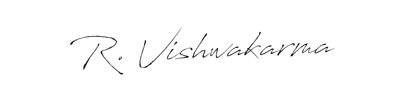 Make a beautiful signature design for name R. Vishwakarma. With this signature (Antro_Vectra) style, you can create a handwritten signature for free. R. Vishwakarma signature style 6 images and pictures png