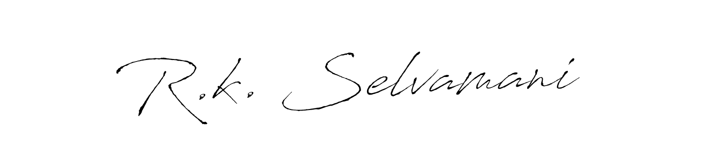 How to make R.k. Selvamani name signature. Use Antro_Vectra style for creating short signs online. This is the latest handwritten sign. R.k. Selvamani signature style 6 images and pictures png