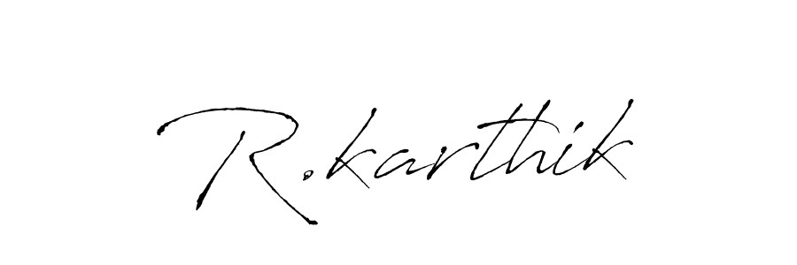 Antro_Vectra is a professional signature style that is perfect for those who want to add a touch of class to their signature. It is also a great choice for those who want to make their signature more unique. Get R.karthik name to fancy signature for free. R.karthik signature style 6 images and pictures png