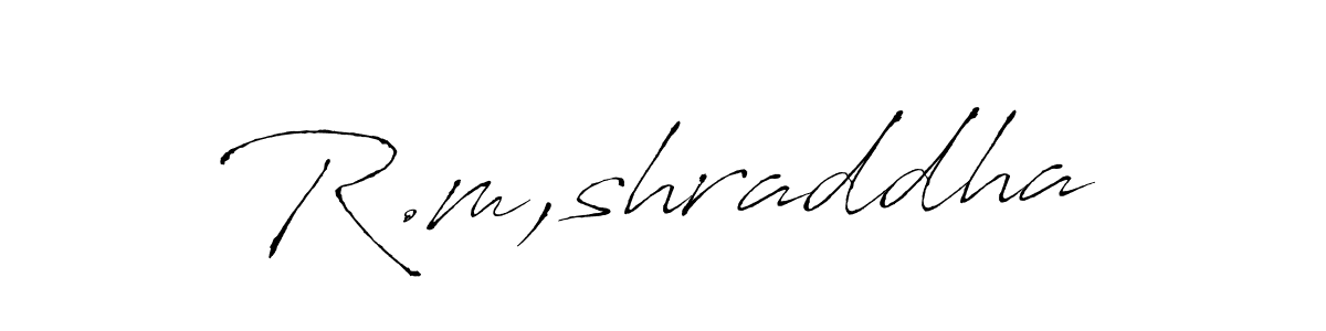 Design your own signature with our free online signature maker. With this signature software, you can create a handwritten (Antro_Vectra) signature for name R.m,shraddha. R.m,shraddha signature style 6 images and pictures png