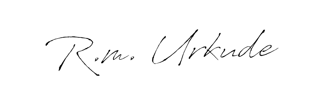 if you are searching for the best signature style for your name R.m. Urkude. so please give up your signature search. here we have designed multiple signature styles  using Antro_Vectra. R.m. Urkude signature style 6 images and pictures png