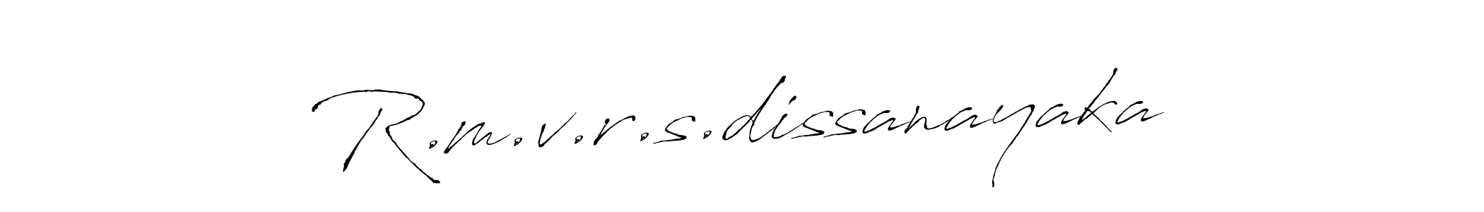 Use a signature maker to create a handwritten signature online. With this signature software, you can design (Antro_Vectra) your own signature for name R.m.v.r.s.dissanayaka. R.m.v.r.s.dissanayaka signature style 6 images and pictures png