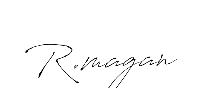 The best way (Antro_Vectra) to make a short signature is to pick only two or three words in your name. The name R.magan include a total of six letters. For converting this name. R.magan signature style 6 images and pictures png