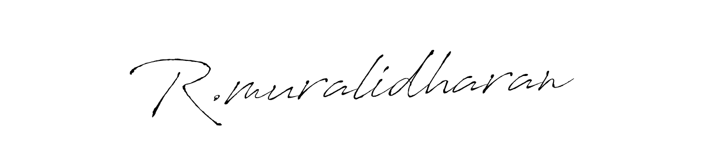 The best way (Antro_Vectra) to make a short signature is to pick only two or three words in your name. The name R.muralidharan include a total of six letters. For converting this name. R.muralidharan signature style 6 images and pictures png