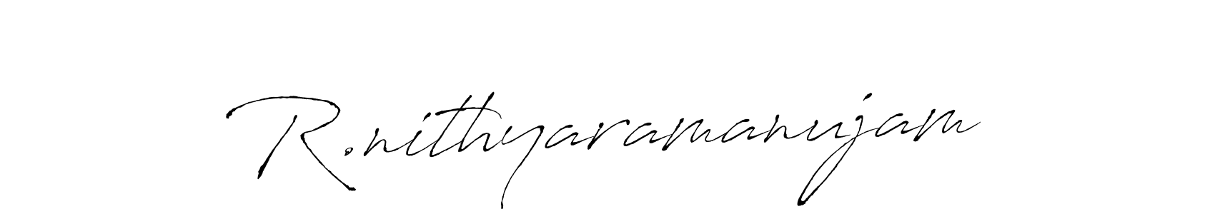 Create a beautiful signature design for name R.nithyaramanujam. With this signature (Antro_Vectra) fonts, you can make a handwritten signature for free. R.nithyaramanujam signature style 6 images and pictures png