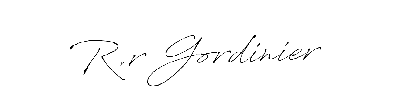 Make a beautiful signature design for name R.r Gordinier. With this signature (Antro_Vectra) style, you can create a handwritten signature for free. R.r Gordinier signature style 6 images and pictures png