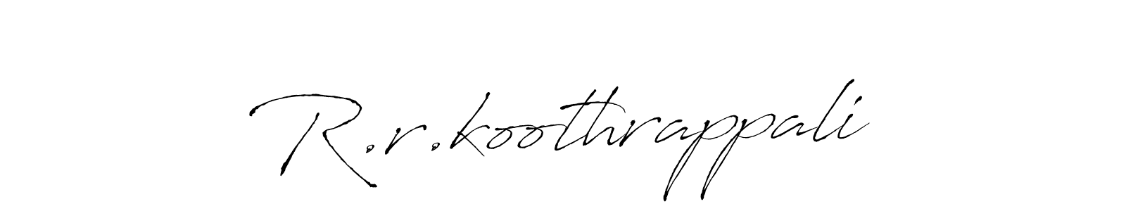 Create a beautiful signature design for name R.r.koothrappali. With this signature (Antro_Vectra) fonts, you can make a handwritten signature for free. R.r.koothrappali signature style 6 images and pictures png