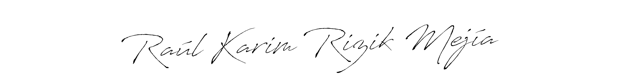 How to make Raúl Karim Rizik Mejía signature? Antro_Vectra is a professional autograph style. Create handwritten signature for Raúl Karim Rizik Mejía name. Raúl Karim Rizik Mejía signature style 6 images and pictures png