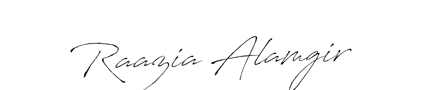 Also You can easily find your signature by using the search form. We will create Raazia Alamgir name handwritten signature images for you free of cost using Antro_Vectra sign style. Raazia Alamgir signature style 6 images and pictures png