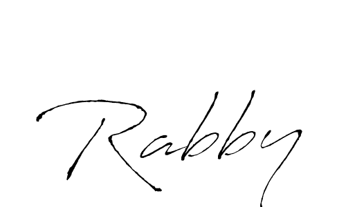 Use a signature maker to create a handwritten signature online. With this signature software, you can design (Antro_Vectra) your own signature for name Rabby. Rabby signature style 6 images and pictures png