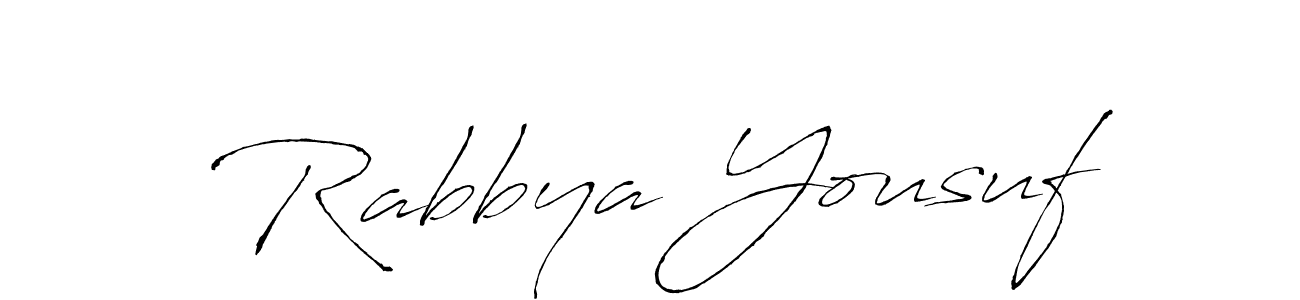 How to make Rabbya Yousuf name signature. Use Antro_Vectra style for creating short signs online. This is the latest handwritten sign. Rabbya Yousuf signature style 6 images and pictures png