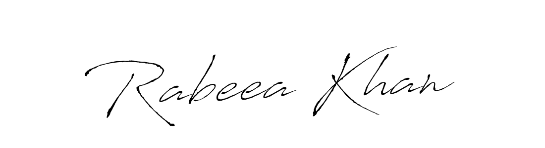 Design your own signature with our free online signature maker. With this signature software, you can create a handwritten (Antro_Vectra) signature for name Rabeea Khan. Rabeea Khan signature style 6 images and pictures png