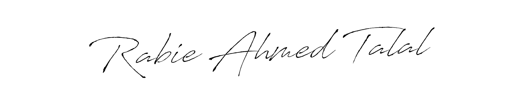 How to make Rabie Ahmed Talal name signature. Use Antro_Vectra style for creating short signs online. This is the latest handwritten sign. Rabie Ahmed Talal signature style 6 images and pictures png