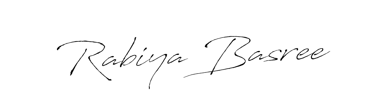 How to make Rabiya Basree name signature. Use Antro_Vectra style for creating short signs online. This is the latest handwritten sign. Rabiya Basree signature style 6 images and pictures png