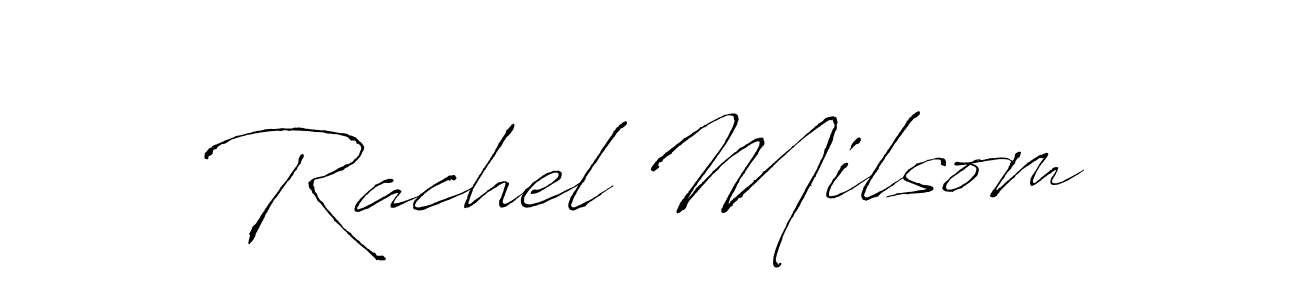 You should practise on your own different ways (Antro_Vectra) to write your name (Rachel Milsom) in signature. don't let someone else do it for you. Rachel Milsom signature style 6 images and pictures png