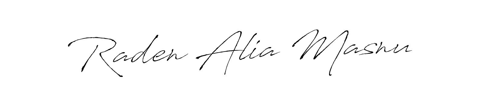 Design your own signature with our free online signature maker. With this signature software, you can create a handwritten (Antro_Vectra) signature for name Raden Alia Masnu. Raden Alia Masnu signature style 6 images and pictures png