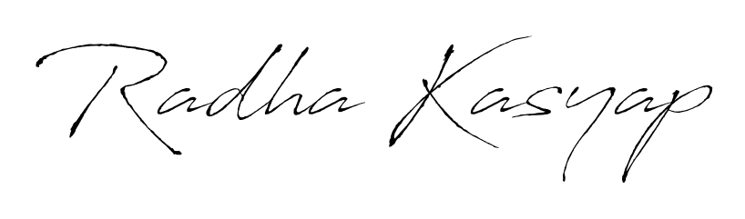 Generate high-definition signature styles for Radha Kasyap. The Antro_Vectra typeface ensures crisp legibility and sophisticated design. Radha Kasyap signature style 6 images and pictures png